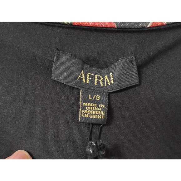 NWT AFRM Noir Strawberry Floral Print Mesh Sexy Dress Ruched Body Con Size L - Picture 12 of 14